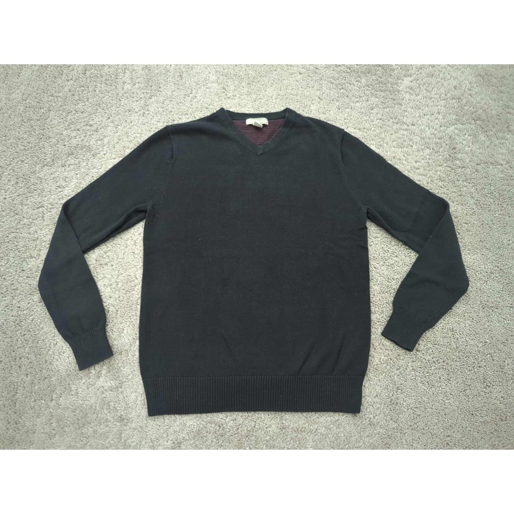 Grayson & Dunn Pullover Sweater Mens Small Black V-Neck Long Sleeve Knit Casual‎